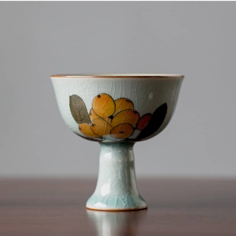 Crackle Glaze Hand-Painted Loquat Tea Light Holder