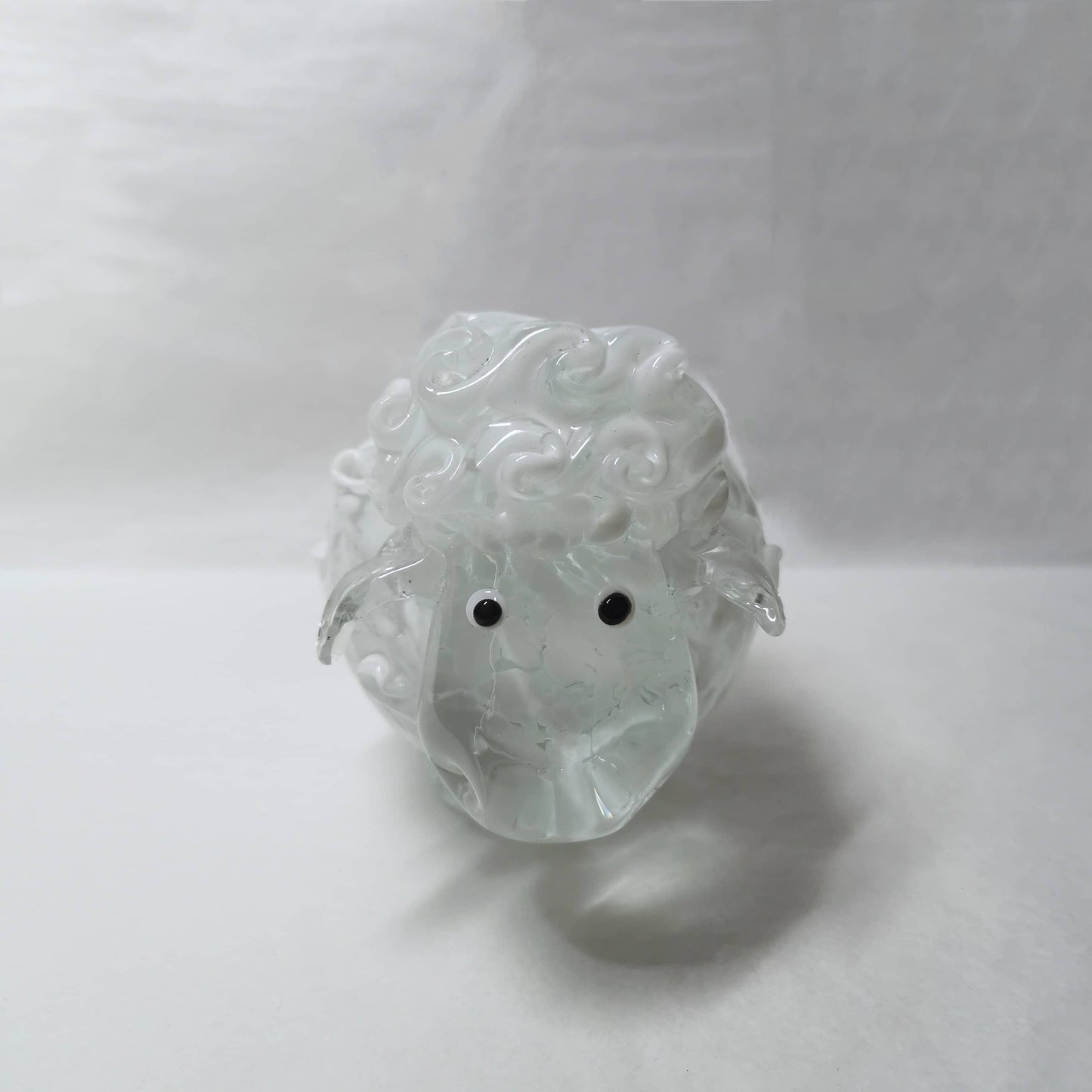 Handcrafted White Adorable Sheep Blown Glass Art - Home Decor Collectible Gift