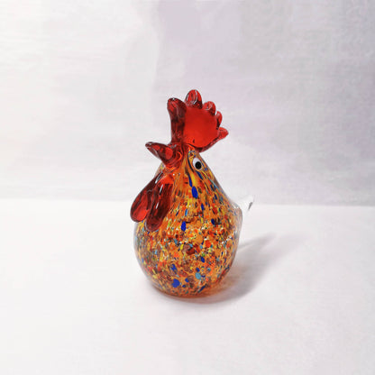 Handcrafted Multicolor Rooster Blown Glass Art - Home Decor Collectible Gift