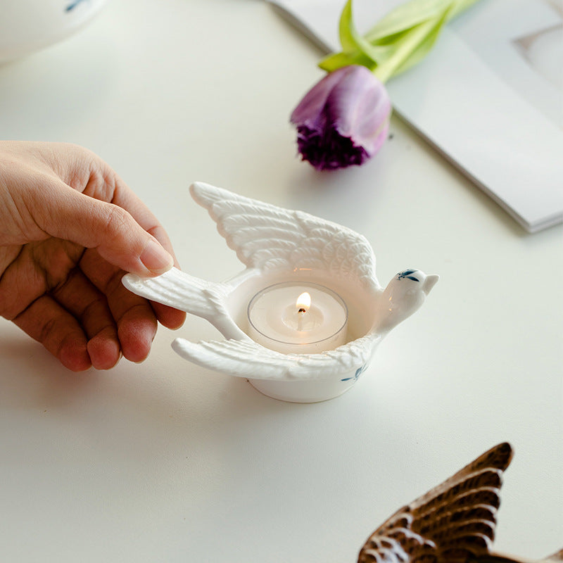 Hand-Painted Swallow Shape Tea Light Holder