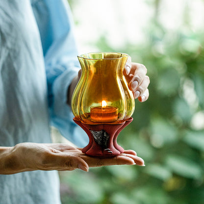 Retro Carmine Plum Blossom Tea Light Holder