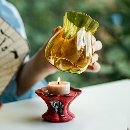 Retro Carmine Plum Blossom Tea Light Holder