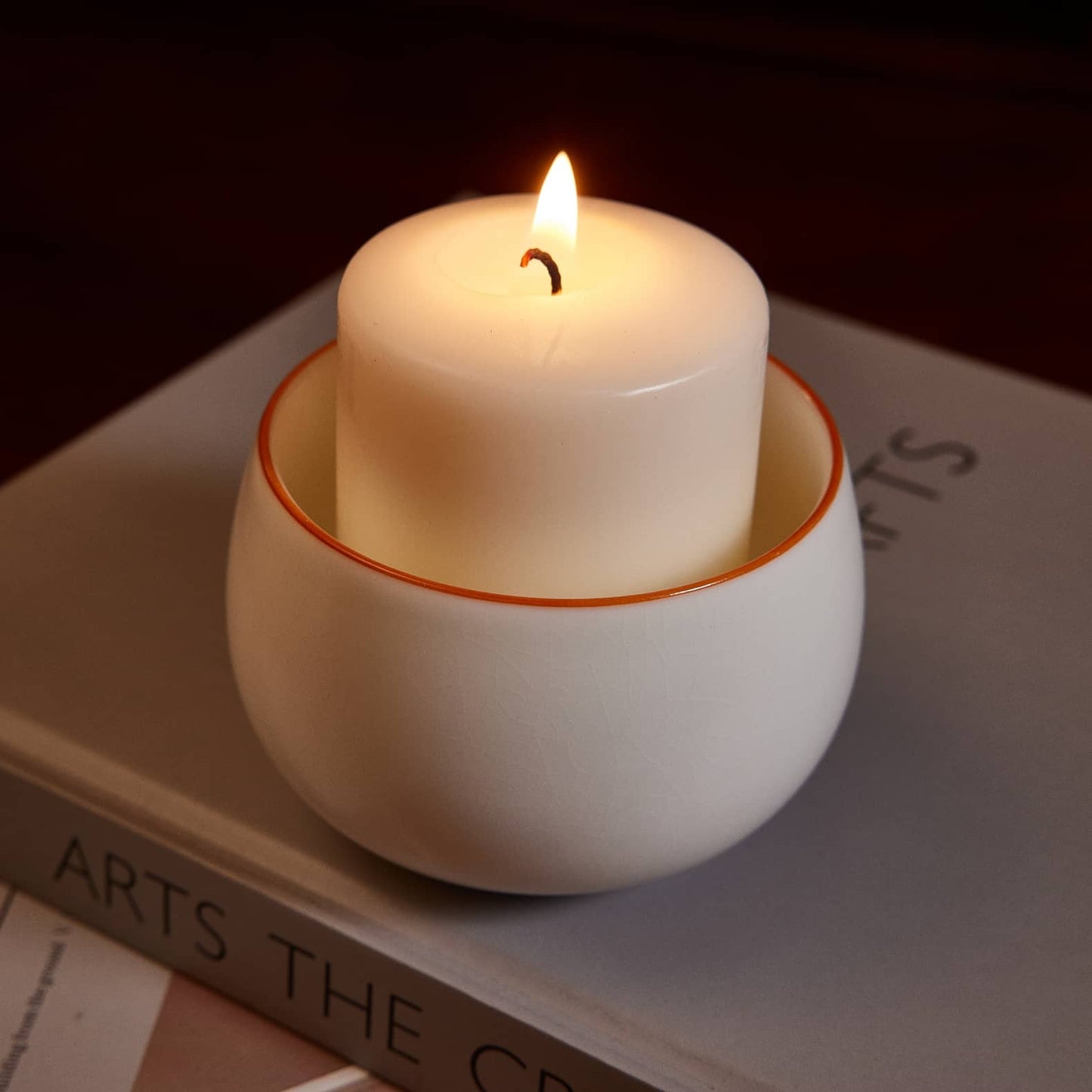 Ru Kiln Style Ceramic Tea Light Candle Holder for Home Decor and Gift