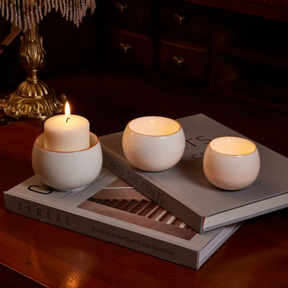 Ru Kiln Style Ceramic Tea Light Candle Holder for Home Decor and Gift